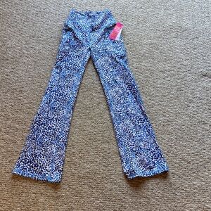 Blue Leopard Print Flared Bottoms